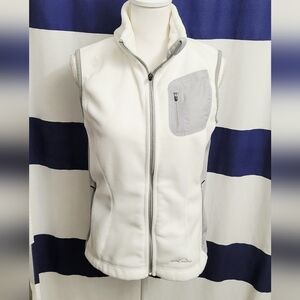 Eddie Bauer Women's White and Gray Windcutter Fleece Vest | Size Medium